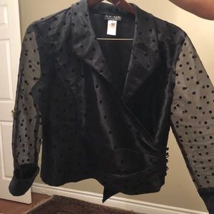 Black polka dot blazer- size 12 petit